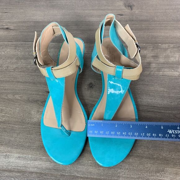 9 & Co. Womens Sandals Size 9 M Blue Green Strappy Thong Open Toes - Picture 3 of 10